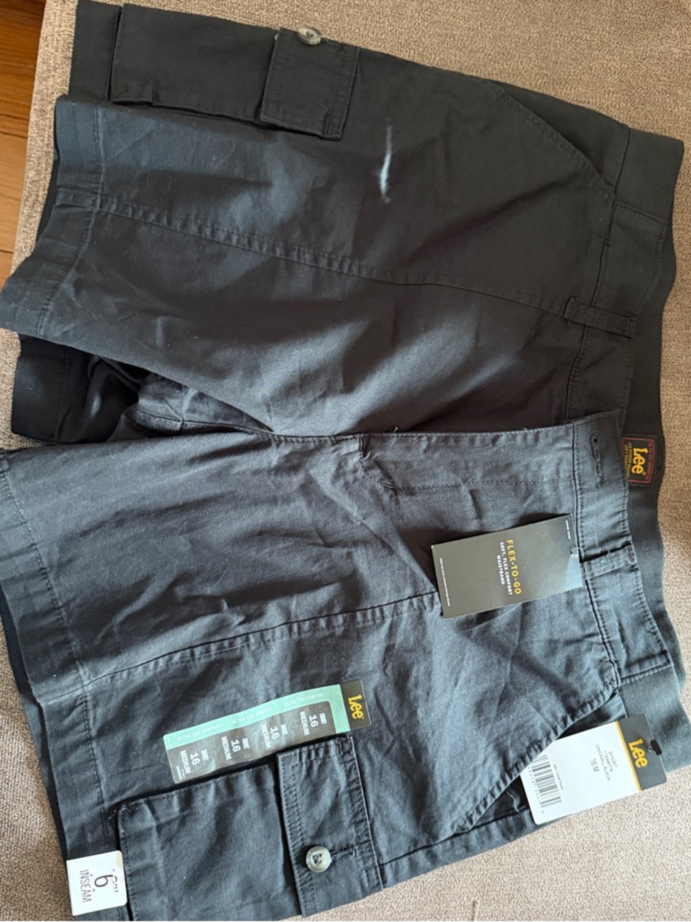 Lee Black Men's Cargo Shorts with Multiple Pockets